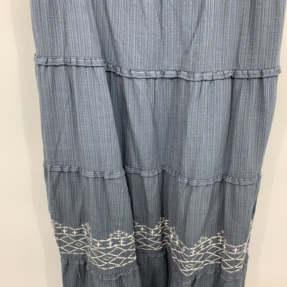 Knox Rose Dress Blue Embroidered Ruffle Short Sleeve Tiered NWT - Picture 5 of 13